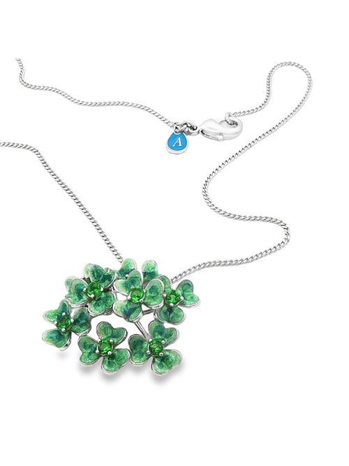 Collana con pietre verdi a forma di trifoglio e smalto perlato verde. GOCCIAZZURRA JEWELS | CLCLOVERRODIOVERDE